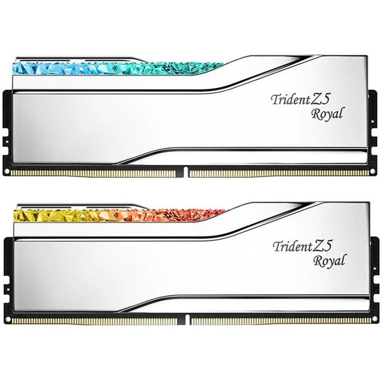 خرید رم G.Skill Trident Z5 Royal - ظرفیت 32 گیگابایت - DDR5 - دو کاناله - 6400 مگاهرتز - CL32 - نقره‌ای